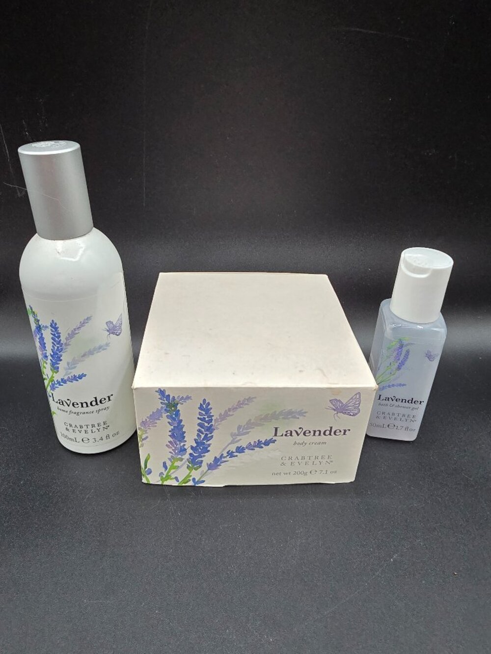 Crabtree & Evelyn Lavender Spa Gift Set Body Cream Spray Shower Gel NEW
